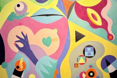 Peter-Bergmann-Gruenes-Herz-liebt-schwarzes-Dreieck-Akryl-auf-Leinwand-2025